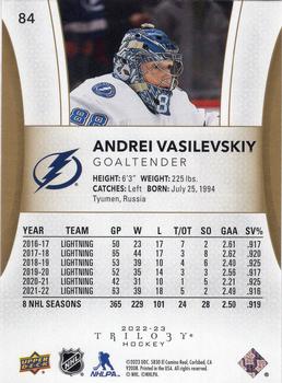 2022-23 Upper Deck Trilogy #84 Andrei Vasilevskiy Back