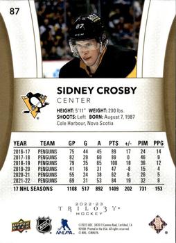 2022-23 Upper Deck Trilogy #87 Sidney Crosby Back