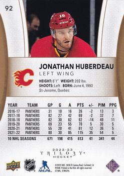 2022-23 Upper Deck Trilogy #92 Jonathan Huberdeau Back