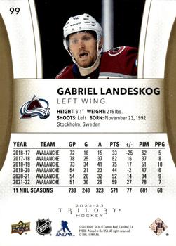 2022-23 Upper Deck Trilogy #99 Gabriel Landeskog Back