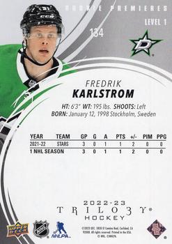 2022-23 Upper Deck Trilogy #134 Fredrik Karlstrom Back