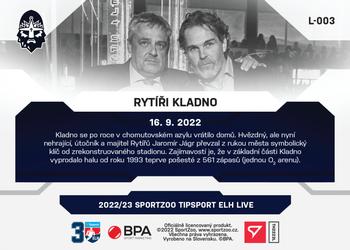 2022-23 SportZoo Live Tipsport ELH #L-003 Rytíři Kladno Back