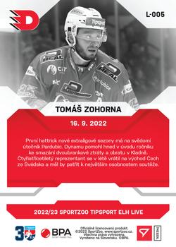 2022-23 SportZoo Live Tipsport ELH #L-005 Tomas Zohorna Back