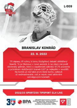 2022-23 SportZoo Live Tipsport ELH #L-009 Branislav Konrad Back