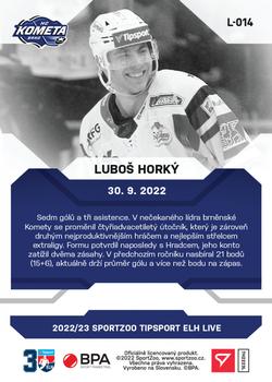 2022-23 SportZoo Live Tipsport ELH #L-014 Lubos Horky Back