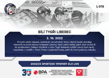 2022-23 SportZoo Live Tipsport ELH #L-019 Bílí Tygři Liberec Back