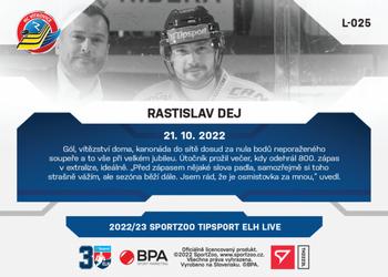 2022-23 SportZoo Live Tipsport ELH #L-025 Rastislav Dej Back