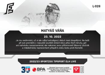 2022-23 SportZoo Live Tipsport ELH #L-026 Matyas Vana Back