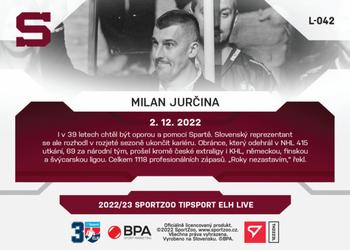 2022-23 SportZoo Live Tipsport ELH #L-042 Milan Jurcina Back