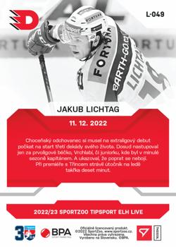 2022-23 SportZoo Live Tipsport ELH #L-049 Jakub Lichtag Back
