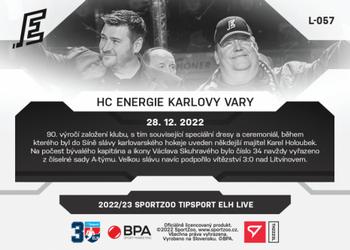 2022-23 SportZoo Live Tipsport ELH #L-057 HC Energie Karlovy Vary Back