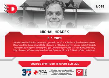 2022-23 SportZoo Live Tipsport ELH #L-065 Michal Hradek Back