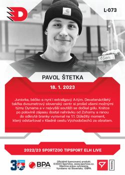 2022-23 SportZoo Live Tipsport ELH #L-073 Pavol Stetka Back