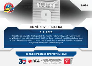 2022-23 SportZoo Live Tipsport ELH #L-084 HC VÍTKOVICE RIDERA Back