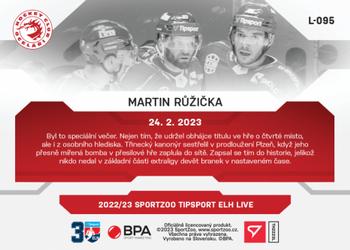 2022-23 SportZoo Live Tipsport ELH #L-095 Martin Ruzicka Back