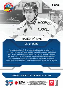 2022-23 SportZoo Live Tipsport ELH #L-096 Matej Pribyl Back