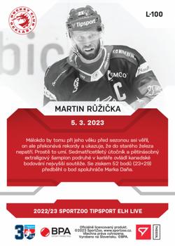 2022-23 SportZoo Live Tipsport ELH #L-100 Martin Ruzicka Back