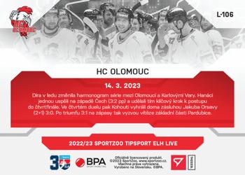2022-23 SportZoo Live Tipsport ELH #L-106 HC Olomouc Back