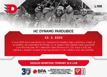 2022-23 SportZoo Live Tipsport ELH #L-108 HC Dynamo Pardubice Back