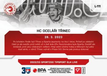 2022-23 SportZoo Live Tipsport ELH #L-111 HC Oceláři Třinec Back