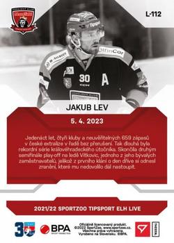 2022-23 SportZoo Live Tipsport ELH #L-112 Jakub Lev Back