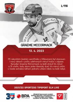 2022-23 SportZoo Live Tipsport ELH #L-116 Graeme McCormack Back