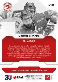 2022-23 SportZoo Live Tipsport ELH #L-121 Martin Růžicka Back