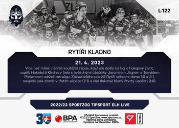 2022-23 SportZoo Live Tipsport ELH #L-122 Rytíři Kladno Back