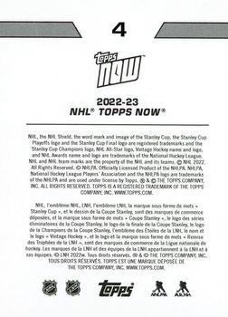 2022-23 Topps Now NHL Stickers #4 David Pastrnak / David Krejci Back