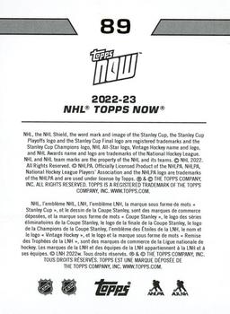 2022-23 Topps Now NHL Stickers #89 Matty Beniers Back