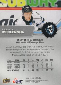 2021-22 Upper Deck CHL #5 Connor McClennon Back
