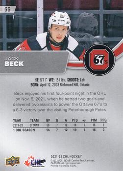 2021-22 Upper Deck CHL #66 Jack Beck Back