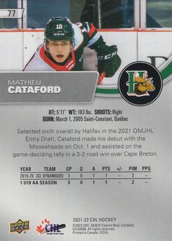 2021-22 Upper Deck CHL #77 Mathieu Cataford Back