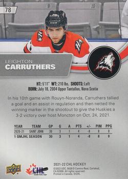 2021-22 Upper Deck CHL #78 Leighton Carruthers Back