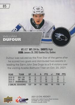 2021-22 Upper Deck CHL #85 William Dufour Back