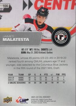 2021-22 Upper Deck CHL #106 James Malatesta Back