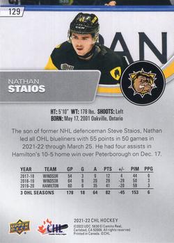2021-22 Upper Deck CHL #129 Nathan Staios Back