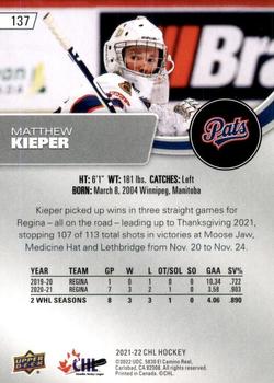 2021-22 Upper Deck CHL #137 Matthew Kieper Back