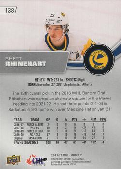 2021-22 Upper Deck CHL #138 Rhett Rhinehart Back
