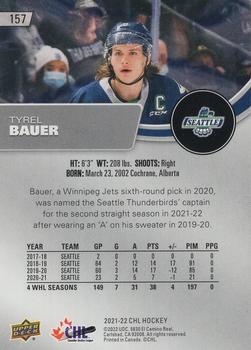 2021-22 Upper Deck CHL #157 Tyrel Bauer Back