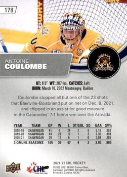 2021-22 Upper Deck CHL #178 Antoine Coulombe Back