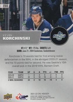 2021-22 Upper Deck CHL #190 Kevin Korchinski Back