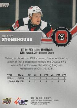 2021-22 Upper Deck CHL #209 Brady Stonehouse Back