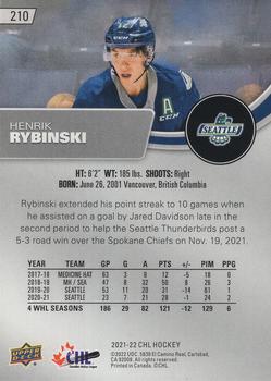 2021-22 Upper Deck CHL #210 Henrik Rybinski Back