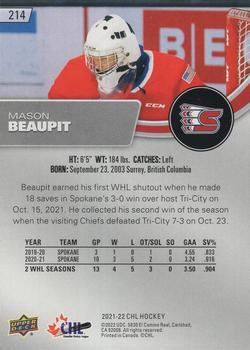 2021-22 Upper Deck CHL #214 Mason Beaupit Back