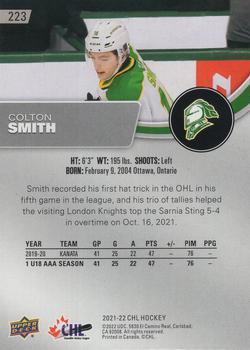 2021-22 Upper Deck CHL #223 Colton Smith Back