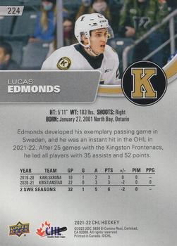 2021-22 Upper Deck CHL #224 Lucas Edmonds Back