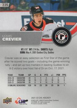 2021-22 Upper Deck CHL #235 Louis Crevier Back