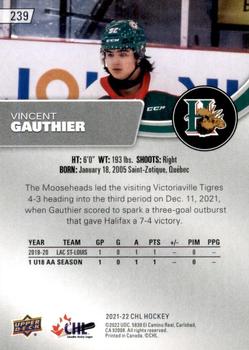 2021-22 Upper Deck CHL #239 Vincent Gauthier Back