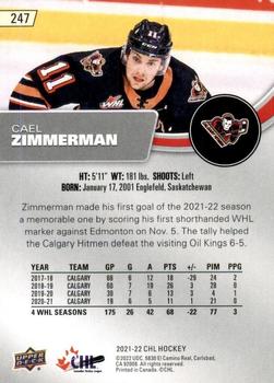 2021-22 Upper Deck CHL #247 Cael Zimmerman Back